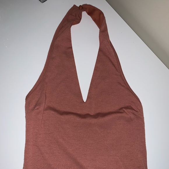 V neck bodysuit in nude - Picture 1 of 2